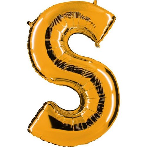 Letter S gold metallic balloon, 102cm