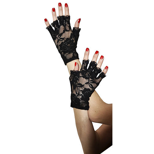 Black lace mittens