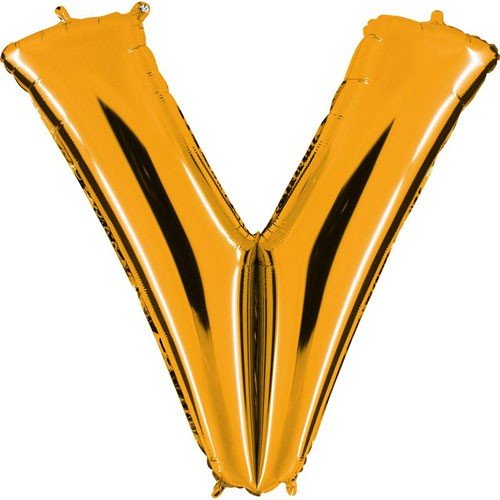 Letter V gold metallic balloon, 102cm