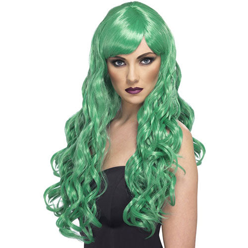 Long green desire wig