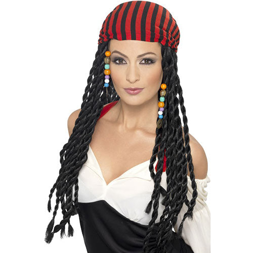 Black braided pirate wig