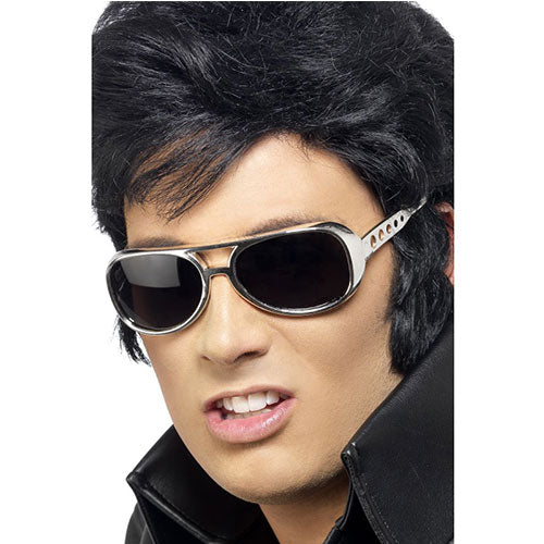 Black Silver Elvis Glasses