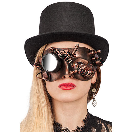 Masque loup steampunk cuivré