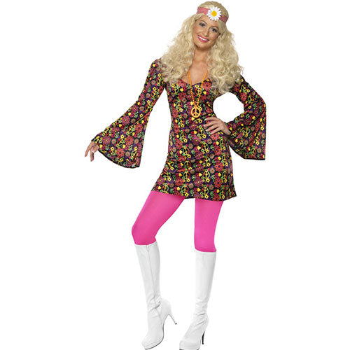 Elegant 1960s hippie women's costume
