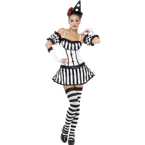 Woman's sexy clown mime diva costume