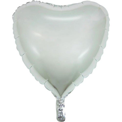 Silver heart helium balloon 45cm