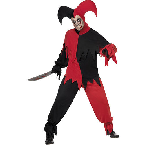 Black red joker men's costume