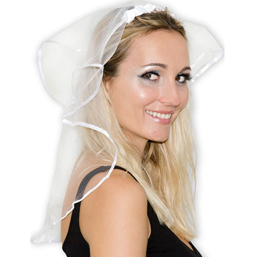 White bridal veil headdress