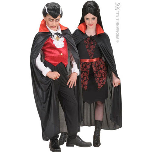 Children's red black satin cape