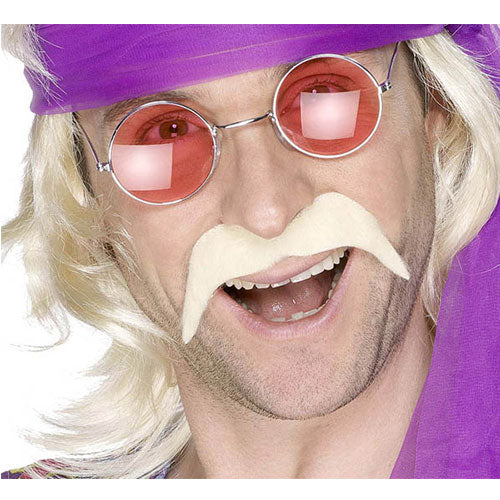 Trendy blond hippie mustache