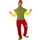 Green yellow red elf men's costume