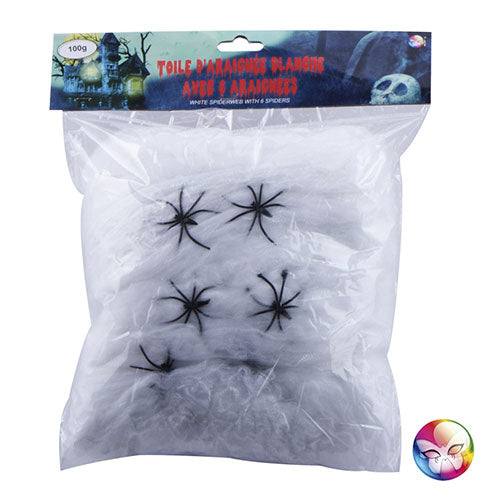 Toile d'araignée 100 g avec 6 araignées
