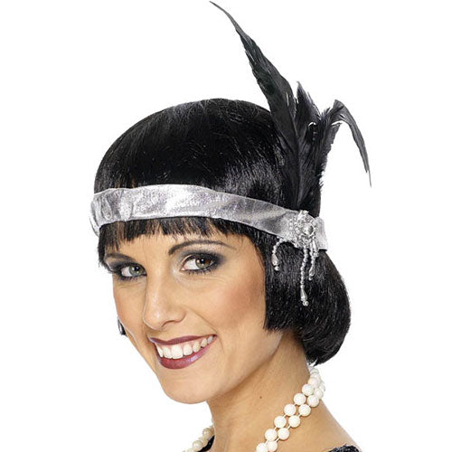 Charleston silver feather headband