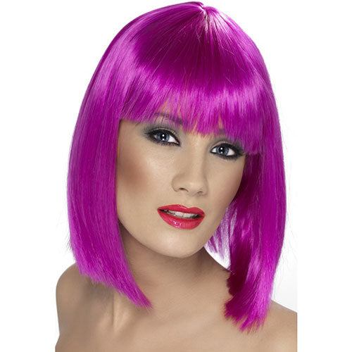 Neon purple glam wig
