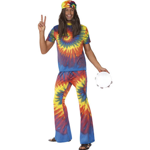 Colorful hippie 1960 men's costume