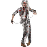 Striped Zombie Inmate Man Costume