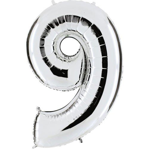 Silver metallic balloon n°9, 102cm