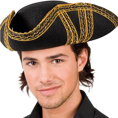 black and gold pirate tricorn