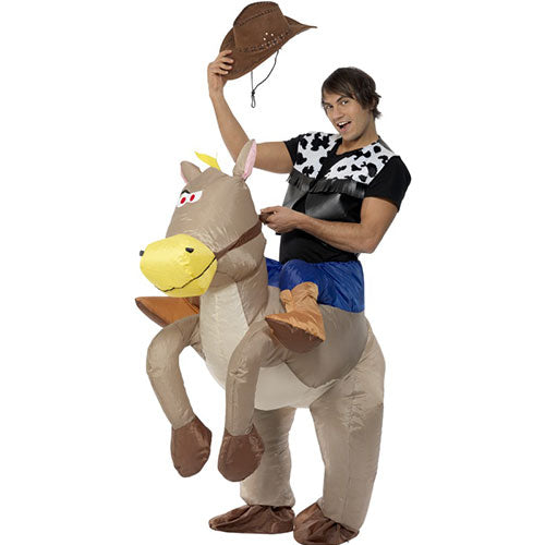 Inflatable horse cowboy men's costume