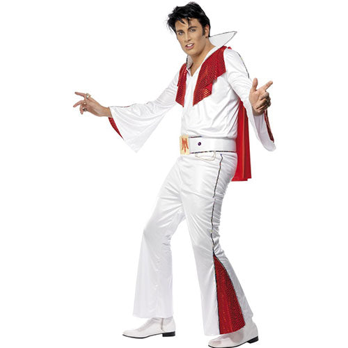 Déguisement homme Elvis blanc rouge
