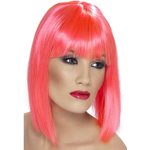 Short fuchsia glam wig