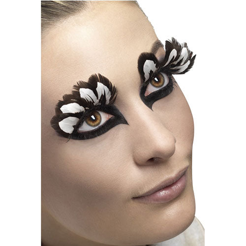 Faux-cils plumes brun blanc