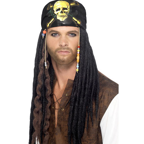 Black dreadlocks pirate wig