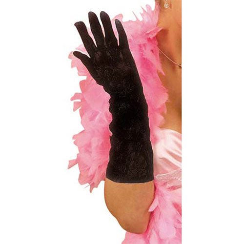 Black lace gloves 40cm