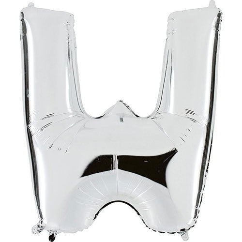 Silver metallic balloon W, 102cm