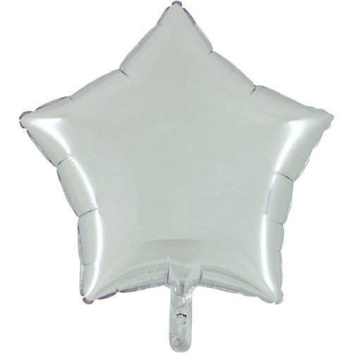 Silver star helium balloon 45cm