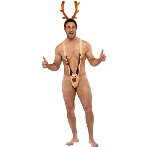 Men's humorous Christmas reindeer briefs costume