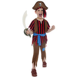 Red black brown pirate child costume