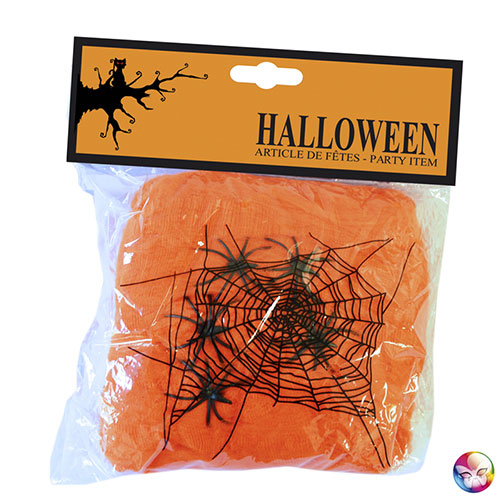 100g orange spider web with spiders