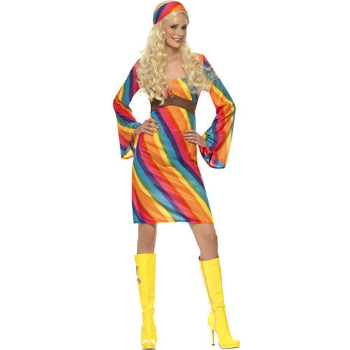 Rainbow hippie women's costume