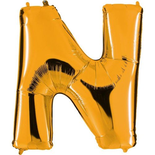 Letter N metallic gold balloon, 102cm