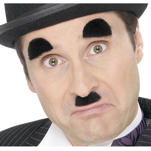 Moustache sourcils charlot noirs