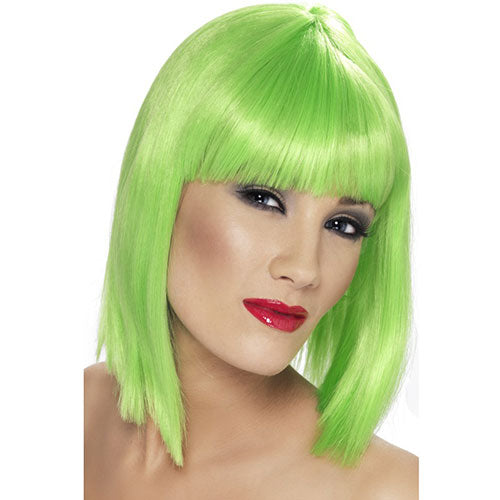 Short green glam wig