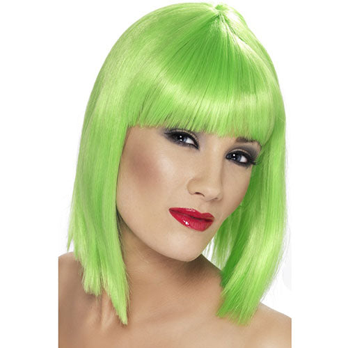 Short green glam wig