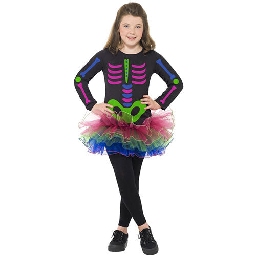 Girl's Neon Skeleton Child Costume