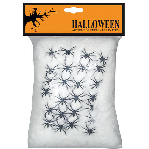 Toile d'araignée 500 g avec araignées noires