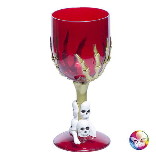 Verre gothique rouge pied squelette