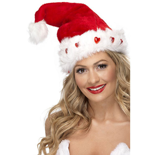 Bonnet de Noël cœurs lumineux