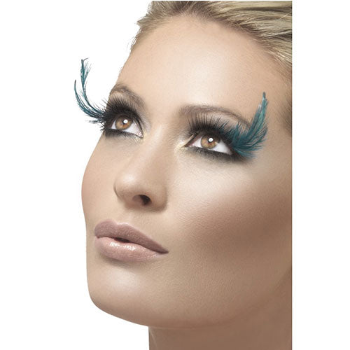 Faux-cils plumes noires vertes